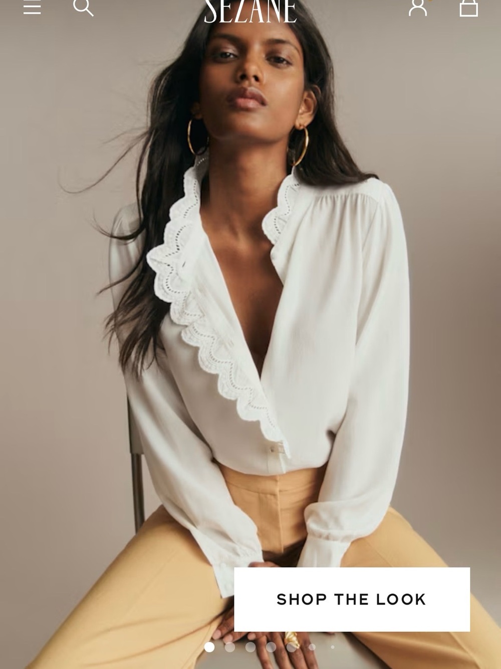 Sezane White Ruffle-Trim Button Blouse - Picture 7 of 7